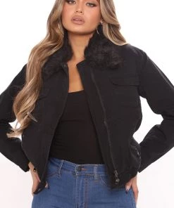 Fashion Nob Teddies & Babydolls She's That Girl Denim Jacket - Black