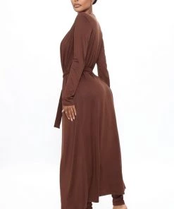 FashionNob Buenos Aires Jumpsuit Cardigan Set - Brown Teddies & Babydolls