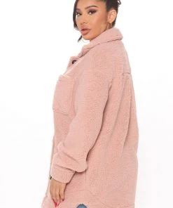 Fashion Nob Cozy Feels Shacket - Mauve Teddies & Babydolls