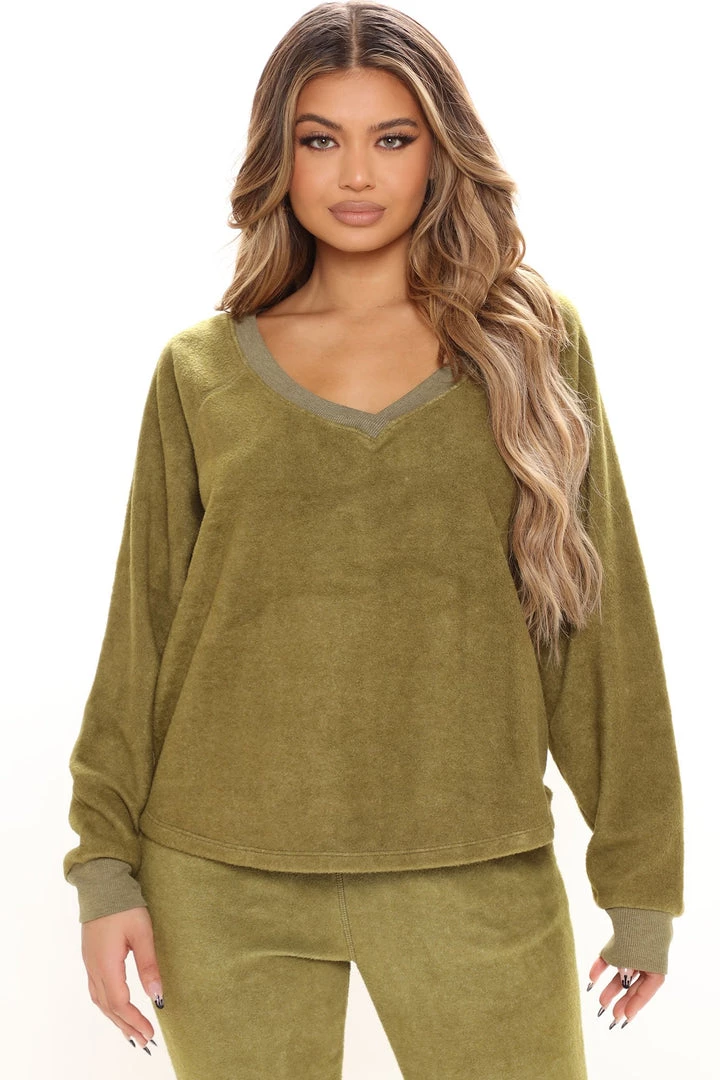 Fashion Nova Teddies & Babydolls Cozy Days Fleece Pullover - Olive 1 Fashion Nova Teddies & Babydolls Cozy Days Fleece Pullover - Olive