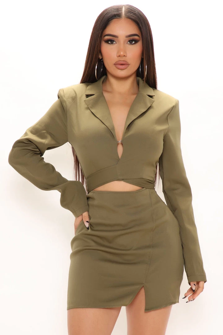 Fashion Nova Regina Mini Dress - Olive 2 Fashion Nova Regina Mini Dress - Olive