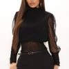 Fashion Nova Workin' Hard Smocked Top - Black