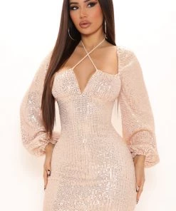 Fashion Nob Cocktail Party Sequin Mini Dress - Rose Gold