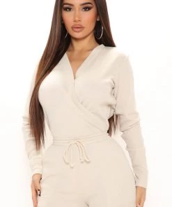 Fashion Nova Tatiana Thermal Jumpsuit - Beige