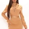 Fashion Nova Regina Mini Dress - Camel