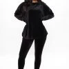Fashion Nova Don't Get This Twisted Super Soft Velour Legging Set - Black
