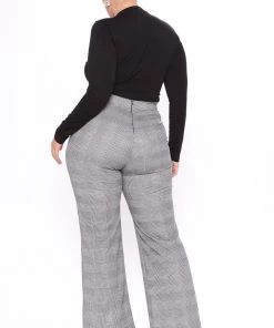 Fashion Nova Victoria High Waisted Dress Pant Plaid - Black/White