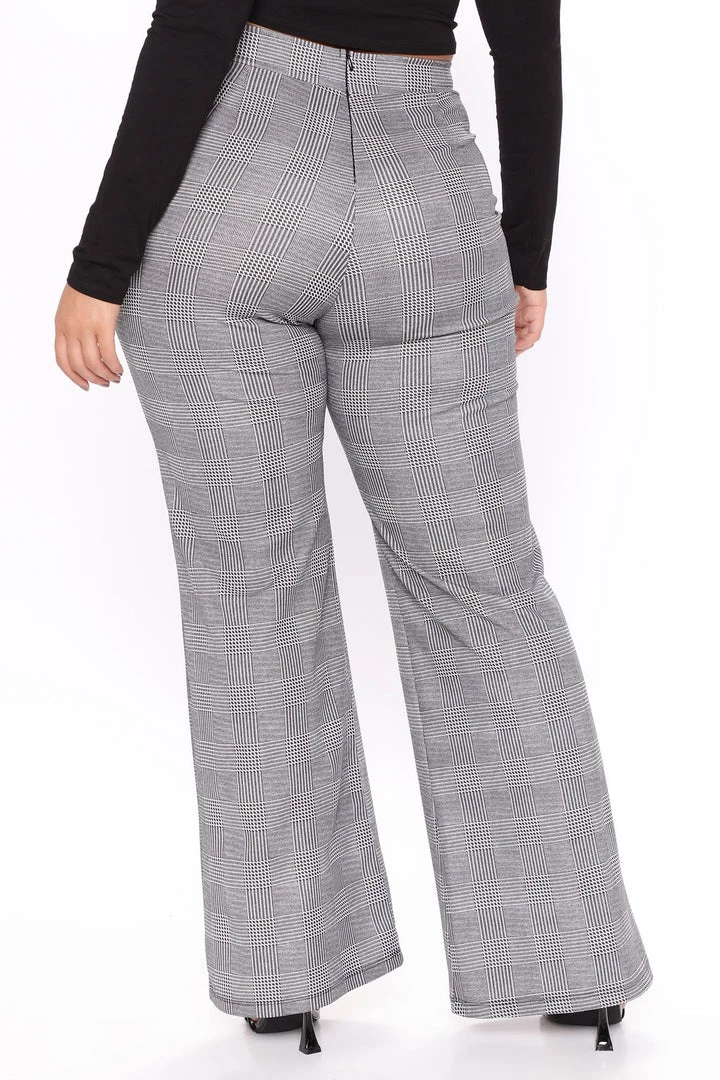 Fashion Nova Victoria High Waisted Dress Pant Plaid - Black/White