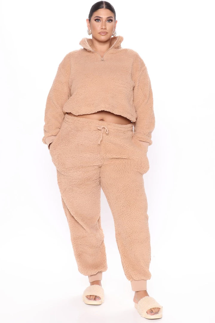 Fashion Nova SETS Cuddle Time Cozy Pant Set - Camel