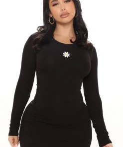 FashionNob New Today Baby Flower Mini Dress - Black