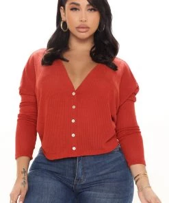 Fashion Nova Make It Seem Easy Top - Brick Red Teddies & Babydolls