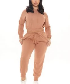 Fashion Nova Inhale And Exhale Jogger Set - Taupe New Today