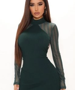 FashionNob Cierra Sweater Midi Dress - Green