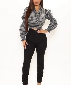 Fashion Nova Teddies & Babydolls Got All I Need Smocked Plaid Top - Black/combo 4 Fashion Nova Teddies & Babydolls Got All I Need Smocked Plaid Top - Black/combo