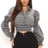 Fashion Nova Teddies & Babydolls Got All I Need Smocked Plaid Top - Black/combo