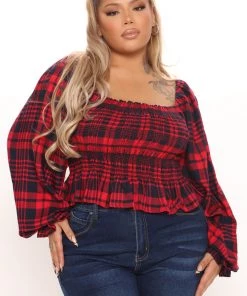 Fashion Nova Sydney Smocked Top - Red/combo Teddies & Babydolls 12 Fashion Nova Sydney Smocked Top - Red/combo Teddies & Babydolls