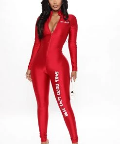 Fashion Nova Platinum Status Jumpsuit - Red