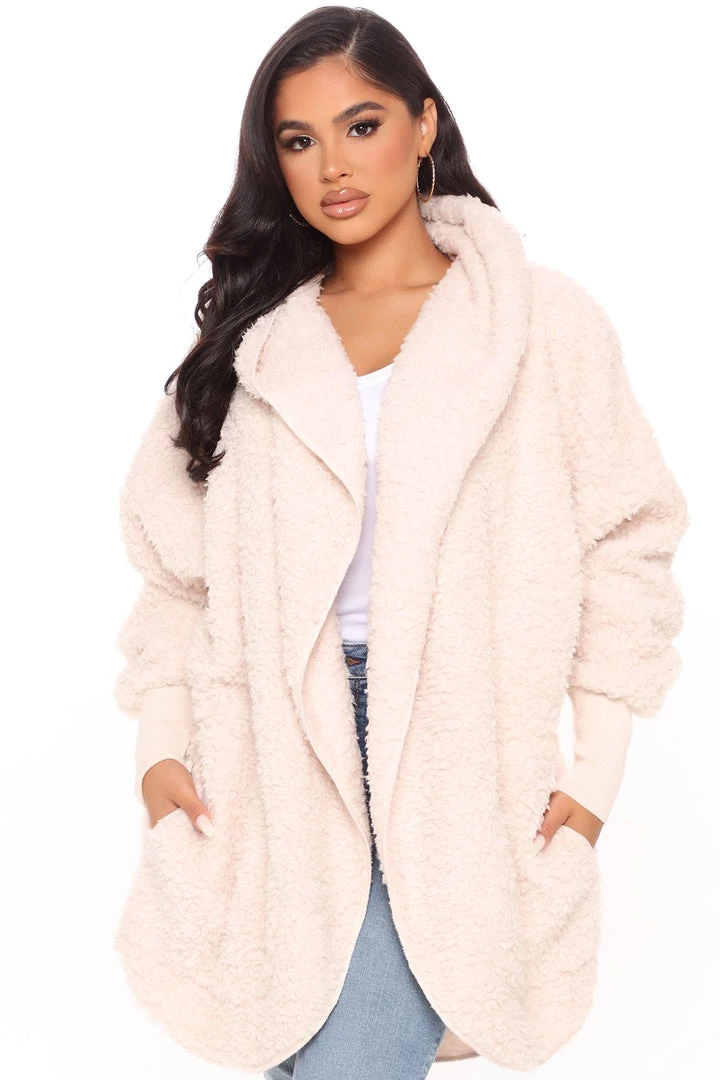 Fashion Nob Teddies & Babydolls Cozied Up Together Faux Sherpa Jacket - Oatmeal 1 Fashion Nob Teddies & Babydolls Cozied Up Together Faux Sherpa Jacket - Oatmeal