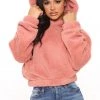 Fashion Nob Your Favorite Teddy Bear Pullover Jacket - Mauve