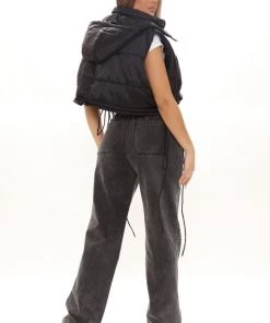 Fashion Nova New Today Venice Drawstring Wide Leg Jeans - Grey