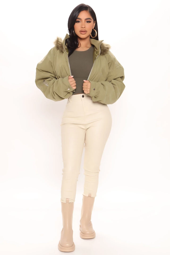 Fashion Nob Clued Up Hooded Puffer Jacket - Olive New Today 2 Fashion Nob Clued Up Hooded Puffer Jacket - Olive New Today