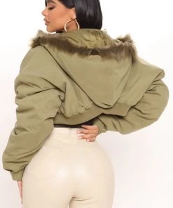 Fashion Nob Clued Up Hooded Puffer Jacket - Olive New Today 6 Fashion Nob Clued Up Hooded Puffer Jacket - Olive New Today