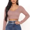 Fashion Nova Teddies & Babydolls Take It To Another Level Crop Top - Brown
