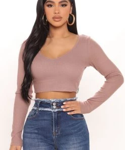 Fashion Nova Teddies & Babydolls Take It To Another Level Crop Top - Brown
