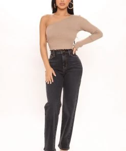 Fashion Nova Mall Crawler One Shoulder Long Sleeve Top - Mocha 5 Fashion Nova Mall Crawler One Shoulder Long Sleeve Top - Mocha
