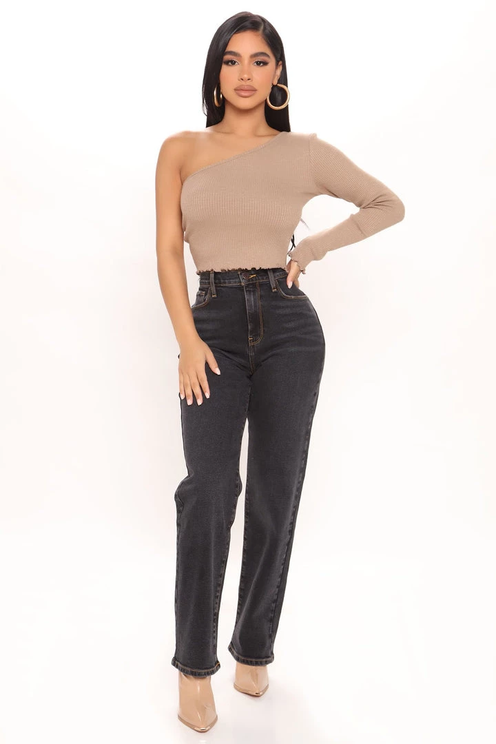 Fashion Nova Mall Crawler One Shoulder Long Sleeve Top - Mocha 2 Fashion Nova Mall Crawler One Shoulder Long Sleeve Top - Mocha