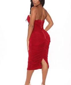 FashionNob All Ruched And Ready Midi Dress - Wine 9 FashionNob All Ruched And Ready Midi Dress - Wine