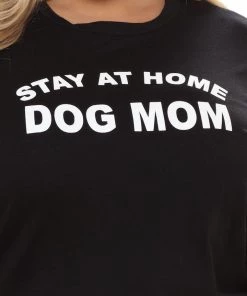 Fashion Nova Stay At Home Dog Mom Long Sleeve Top - Black