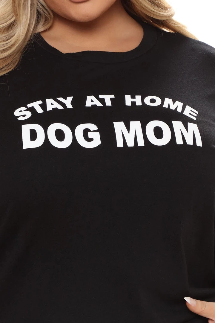Fashion Nova Stay At Home Dog Mom Long Sleeve Top - Black