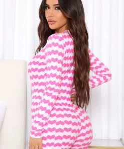 Fashion Nob Give Me Your Heart PJ Romper Onesie - Pink/combo