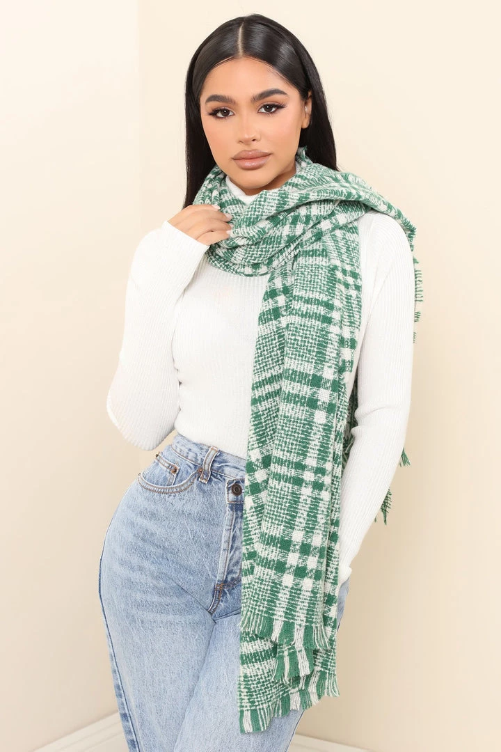 FashionNob Teddies & Babydolls Autumn Stroll Plaid Scarf - Green 1 FashionNob Teddies & Babydolls Autumn Stroll Plaid Scarf - Green