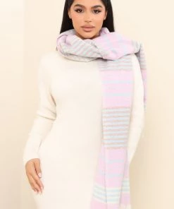 Fashion Nova Teddies & Babydolls Fall Into It Stripe Scarf - Pink