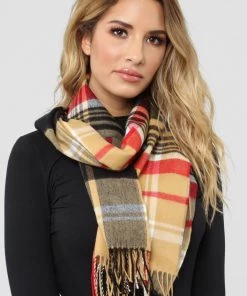 FashionNob Teddies & Babydolls Blanket Statement Scarf - Camel