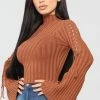 Fashion Nova New Today Next To Me Mock Neck Sweater - Rust