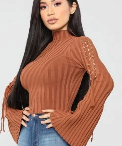 Fashion Nova New Today Next To Me Mock Neck Sweater - Rust