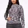 Fashion Nova Erika Marled Sweater - Black/White Teddies & Babydolls