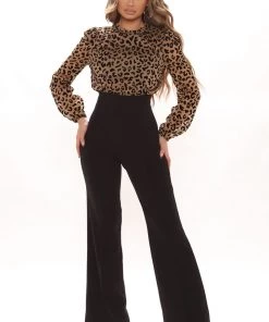 FashionNob Bossy And Fierce Jumpsuit - Black/Brown Office Babe