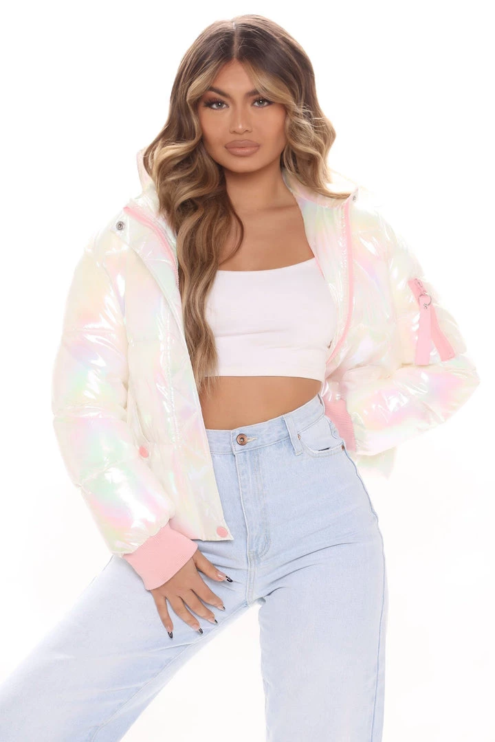 Fashion Nob Cold Streets Puffer Jacket - Ivory Winter Blowout