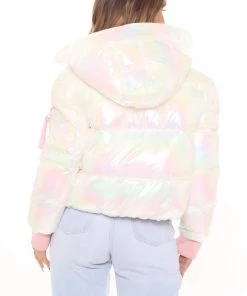 Fashion Nob Cold Streets Puffer Jacket - Ivory Winter Blowout