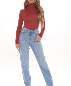 Fashion Nova Lena Turtleneck Top - Rust