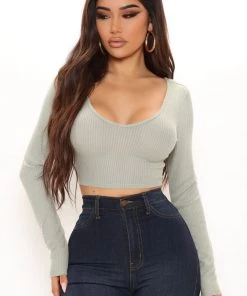 Fashion Nova Take It To Another Level Crop Top - Sage
