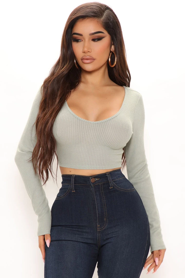 Fashion Nova Take It To Another Level Crop Top - Sage 1 Fashion Nova Take It To Another Level Crop Top - Sage
