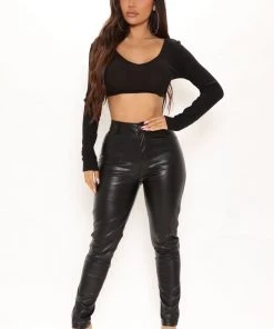 Fashion Nova Take It To Another Level Crop Top - Black Teddies & Babydolls