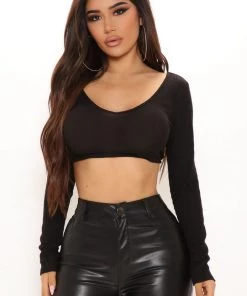 Fashion Nova Take It To Another Level Crop Top - Black Teddies & Babydolls