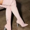 Fashion Nova Diamonds Shining Over The Knee Boots - Pink SHOES