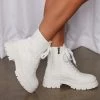 Fashion Nova Oh You Heart Quilted Combat Boots - White